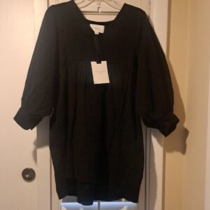Tuckernuck Pommander Millie Black Cotton Smock Style Mini Dress w Pockets NWT M